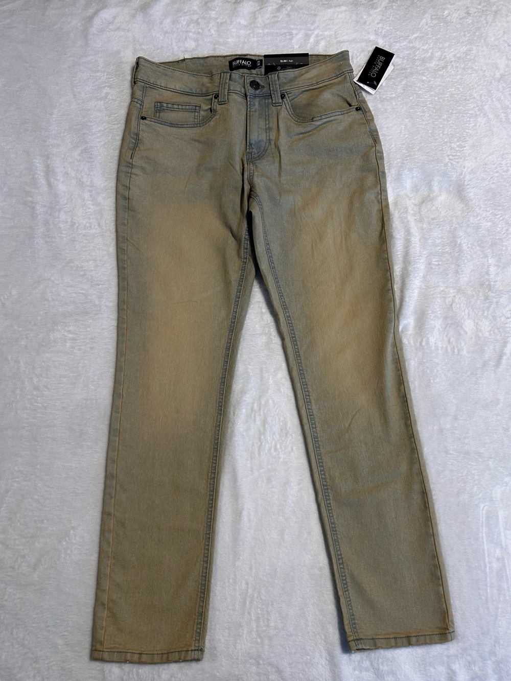Buffalo David Bitton Men's Slim Straight Jeans in Olive-Tan